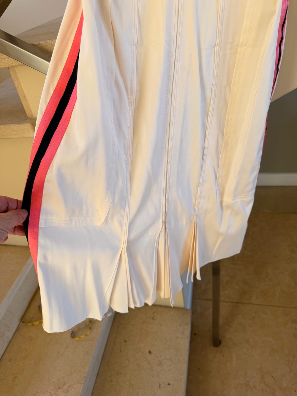 Vintage Gucci White Midi Dress with Pink & Black Side Stripes - Picture 12 of 15